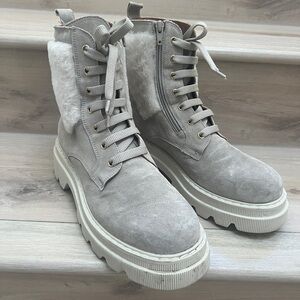 VOILE BLANCHE Cleofe Leather Combat Boots